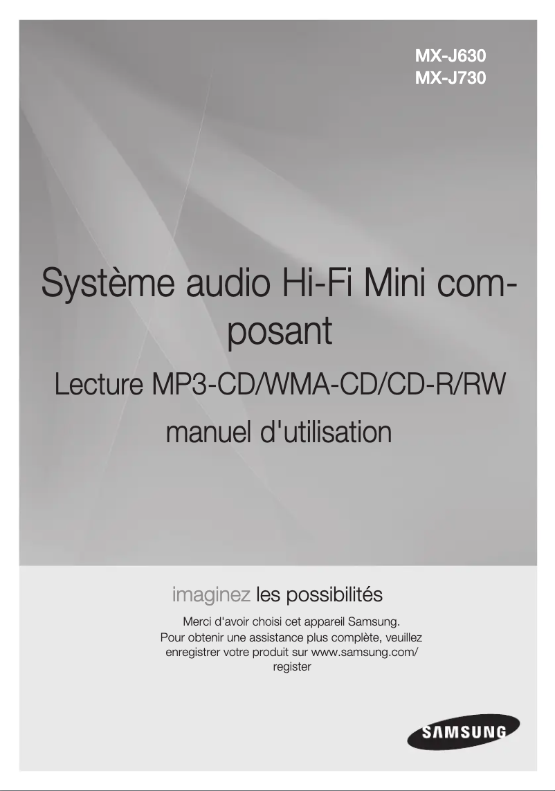 Image de la première page du manuel de l'appareil MX-J730