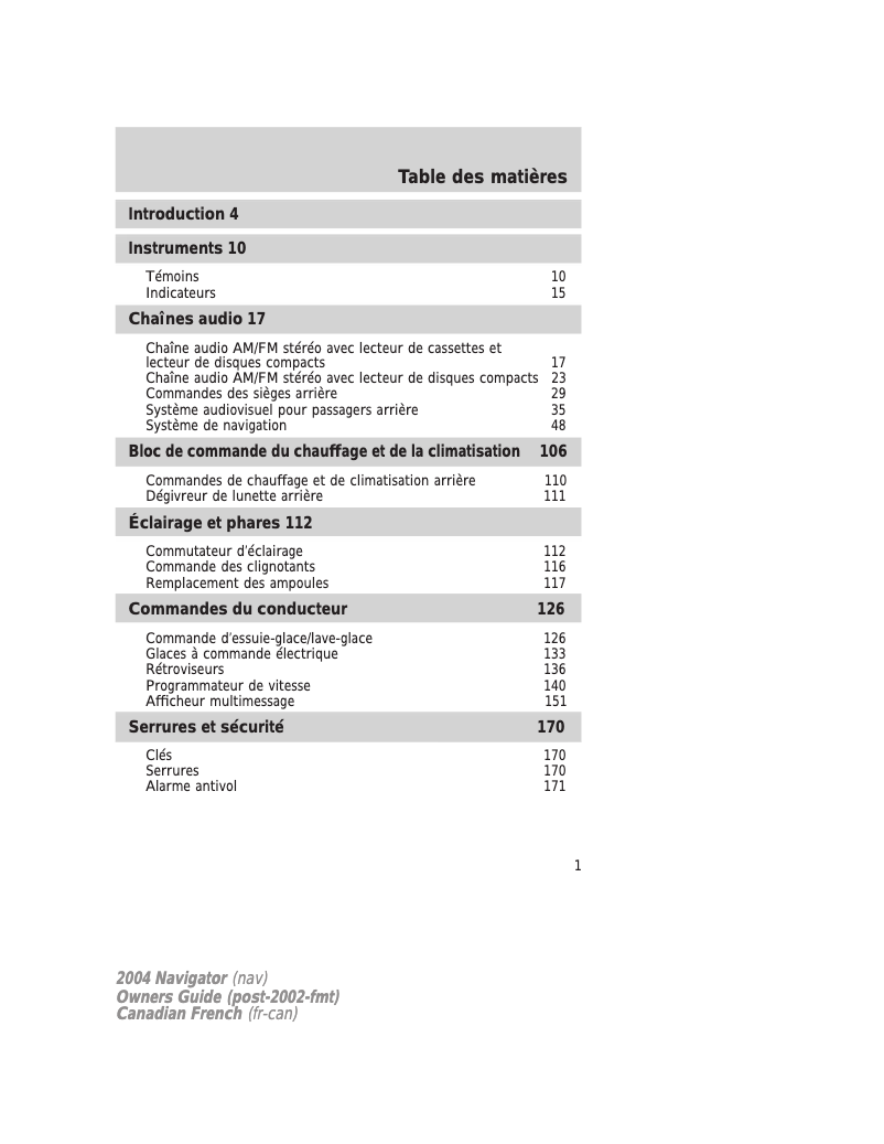 Image de la première page du manuel de l'appareil Navigator (2004)