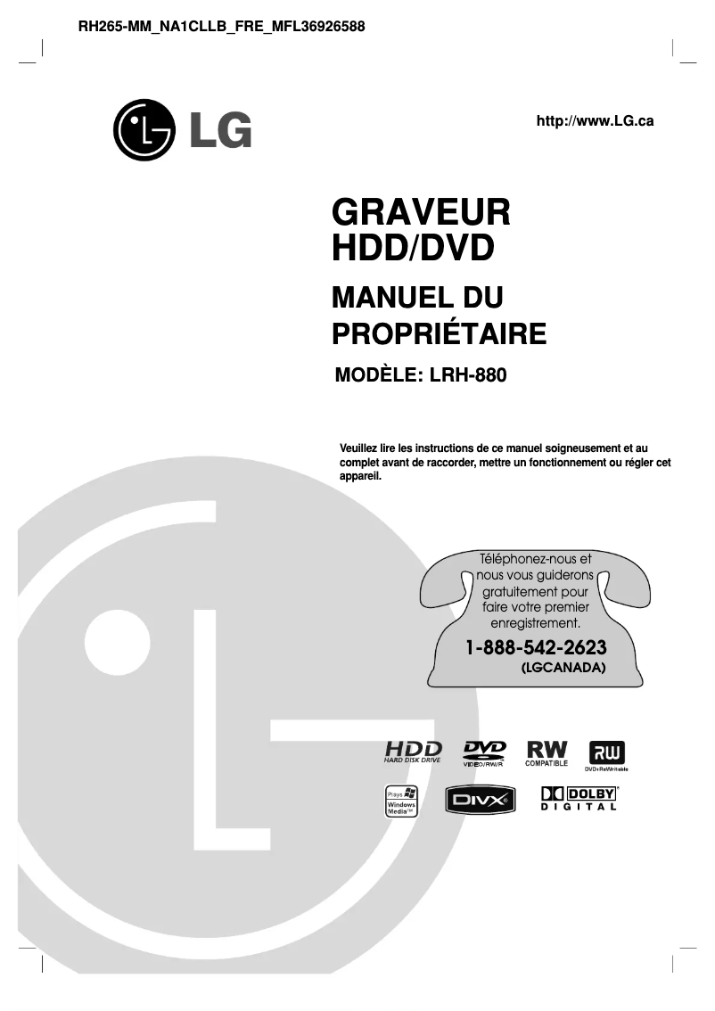 Image de la première page du manuel de l'appareil LRH-880