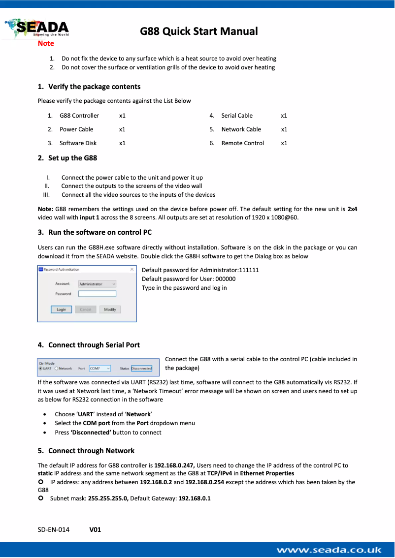 Image de la première page du manuel de l'appareil G88-HDMI