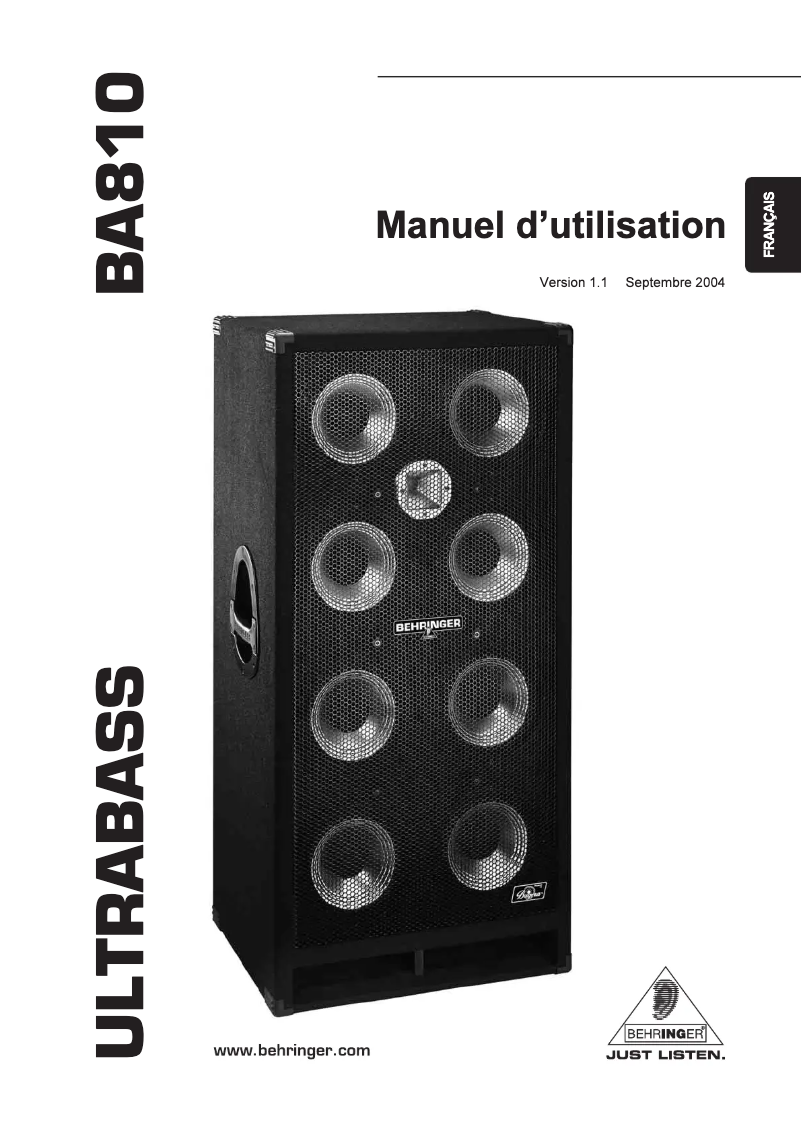 Page 1 de la notice Manuel utilisateur Behringer Ultrabass BA810