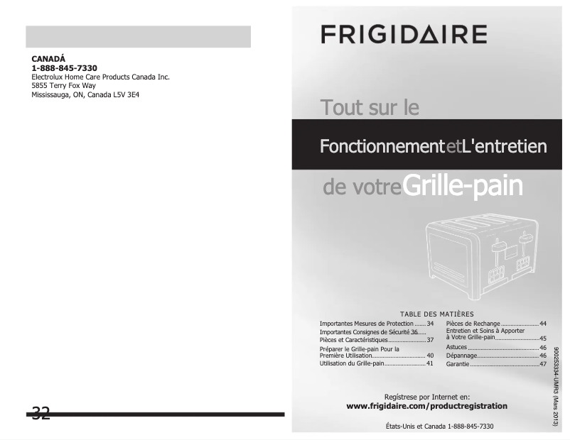 Page n°1 - Manuel utilisateur Frigidaire FPTT04D7MS