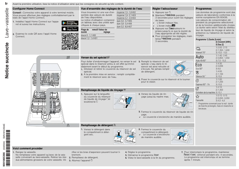 Page 1 de la notice Guide d'installation Bosch SMV4HUX04E