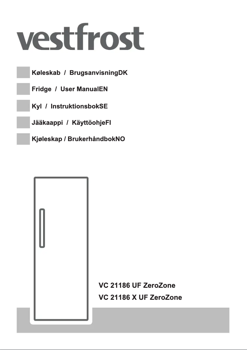 Page 1 de la notice Manuel utilisateur Vestfrost VC 21186 UF ZeroZone