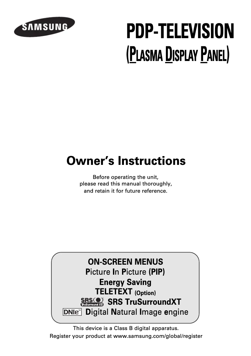 Image de la première page du manuel de l'appareil PS-42E7S