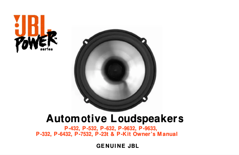 Page n°1 - Manuel utilisateur JBL Power P-Kit