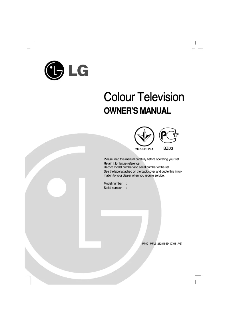 Page 1 de la notice Manuel utilisateur LG 21FS6RG-TS