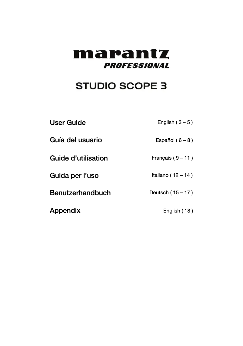 Page n°1 - Manuel utilisateur Marantz Studio Scope 3