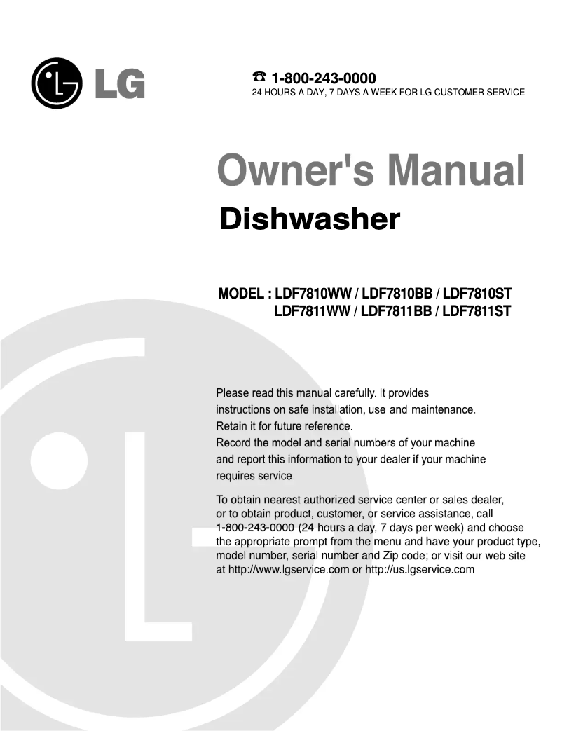 Página 1 del manual Manual de usuario LG LDF7811WW