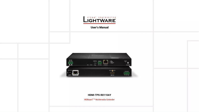 Page n°1 - Manuel utilisateur Lightware HDMI-TPS-RX110AY
