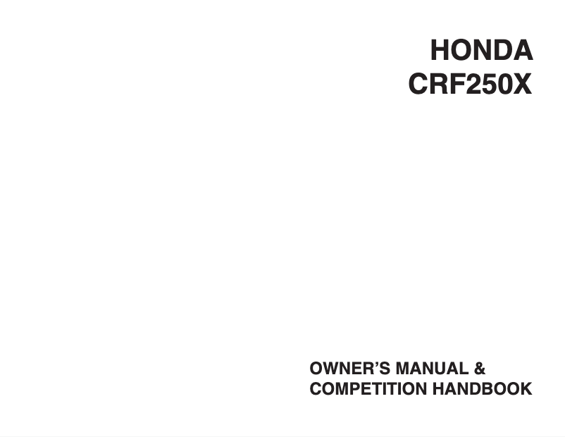 Page 1 de la notice Manuel utilisateur Honda CRF250X (2005)