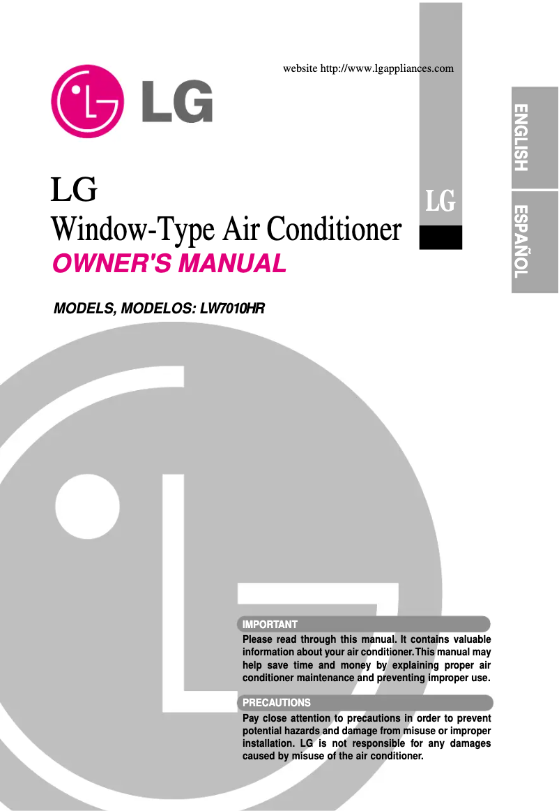 Page 1 de la notice Manuel utilisateur LG LW7010HR