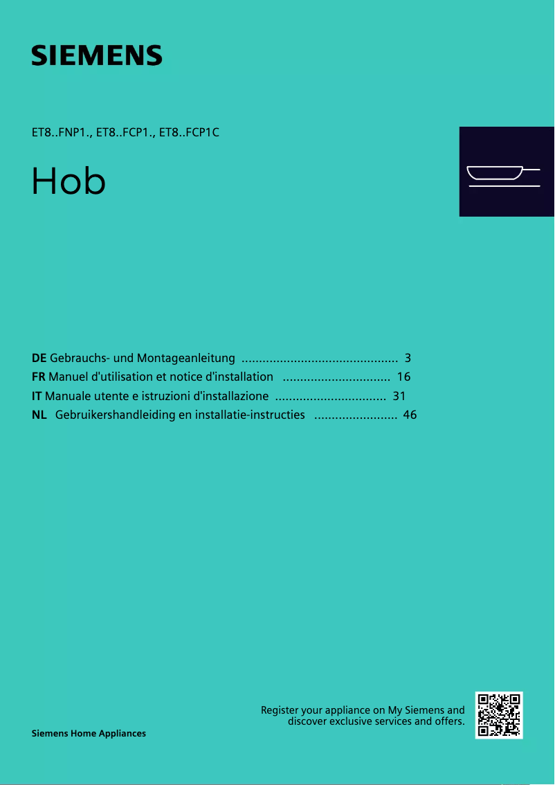 Page n°1 - Guide d'installation Siemens ET845FCP1D