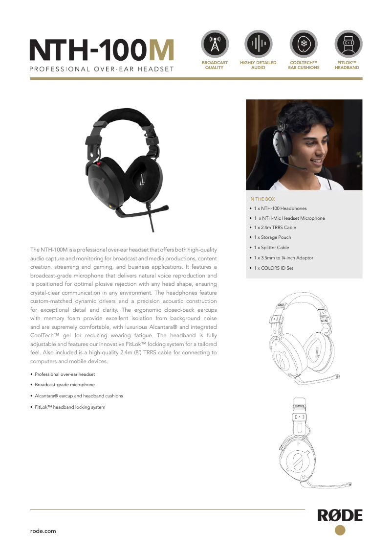 Page n°1 - Manuel utilisateur Røde NTH-100M