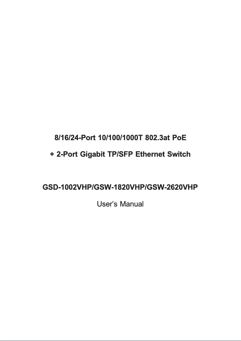 Page n°1 - Manuel utilisateur Planet GSW-2620HP