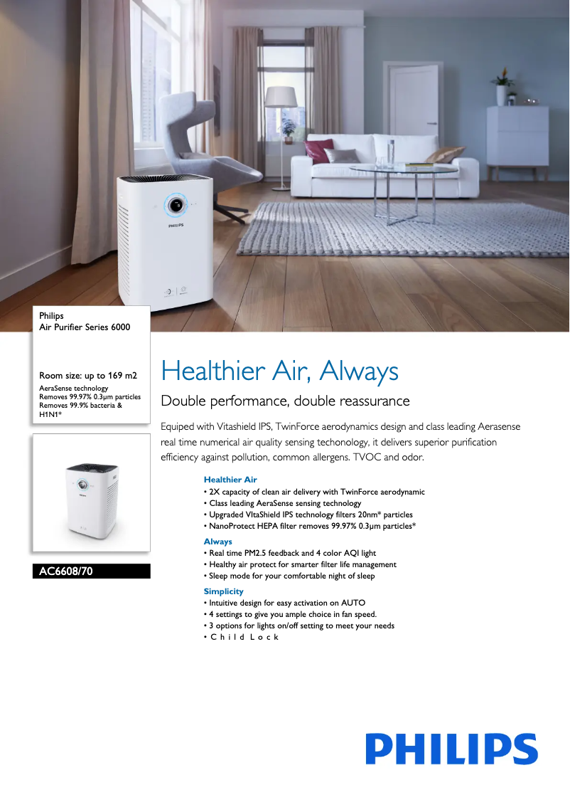 Page 1 de la notice Fiche technique Philips AC6608