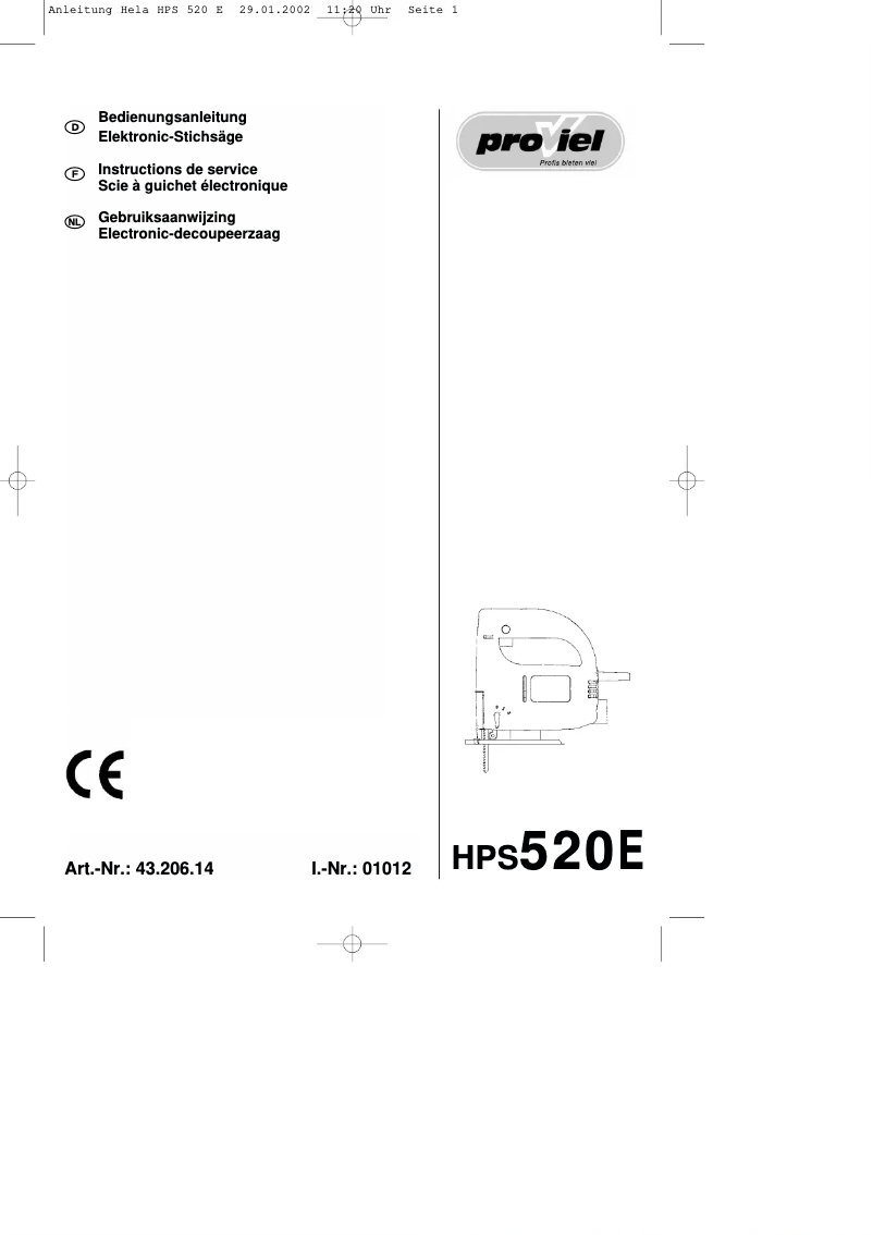 Image de la première page du manuel de l'appareil HPS 520 E