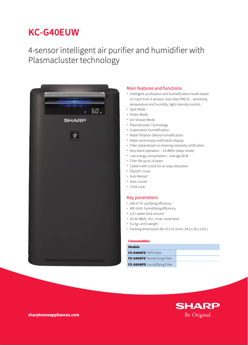 Page 1 de la notice Manuel utilisateur Sharp KC-G40EU