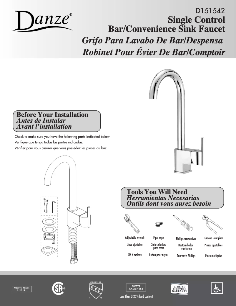 Página 1 del manual Manual de usuario Danze D151542