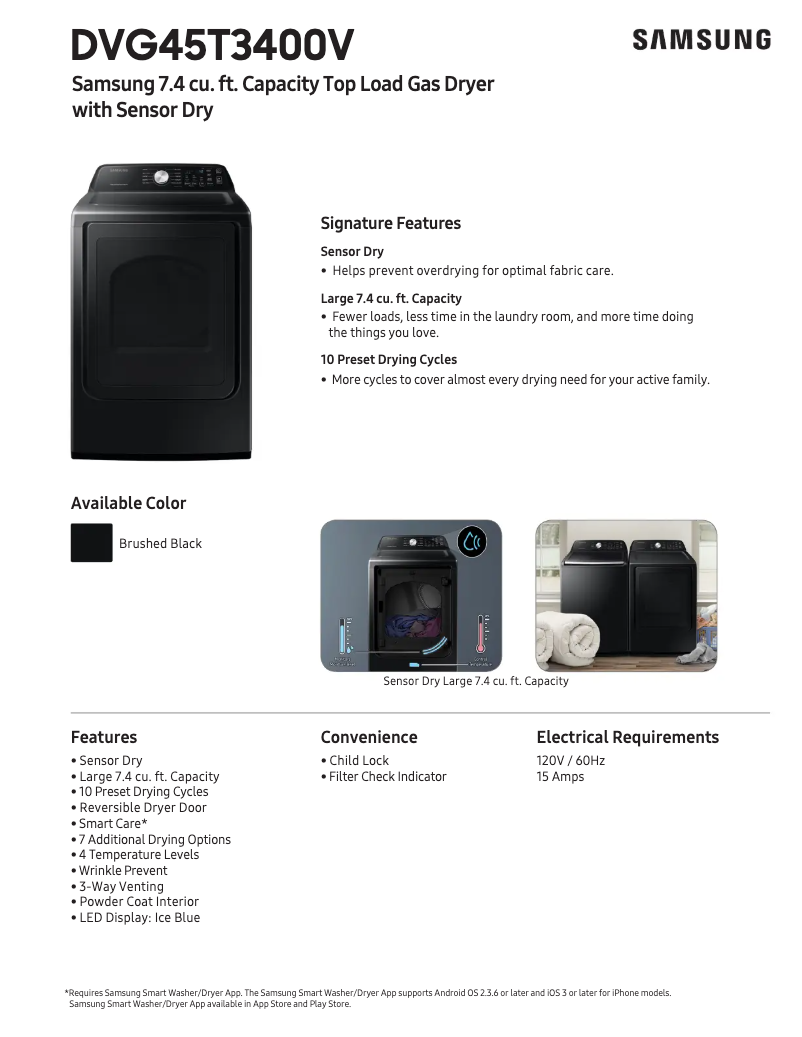 Page n°1 - Fiche technique Samsung DVG45T3400V