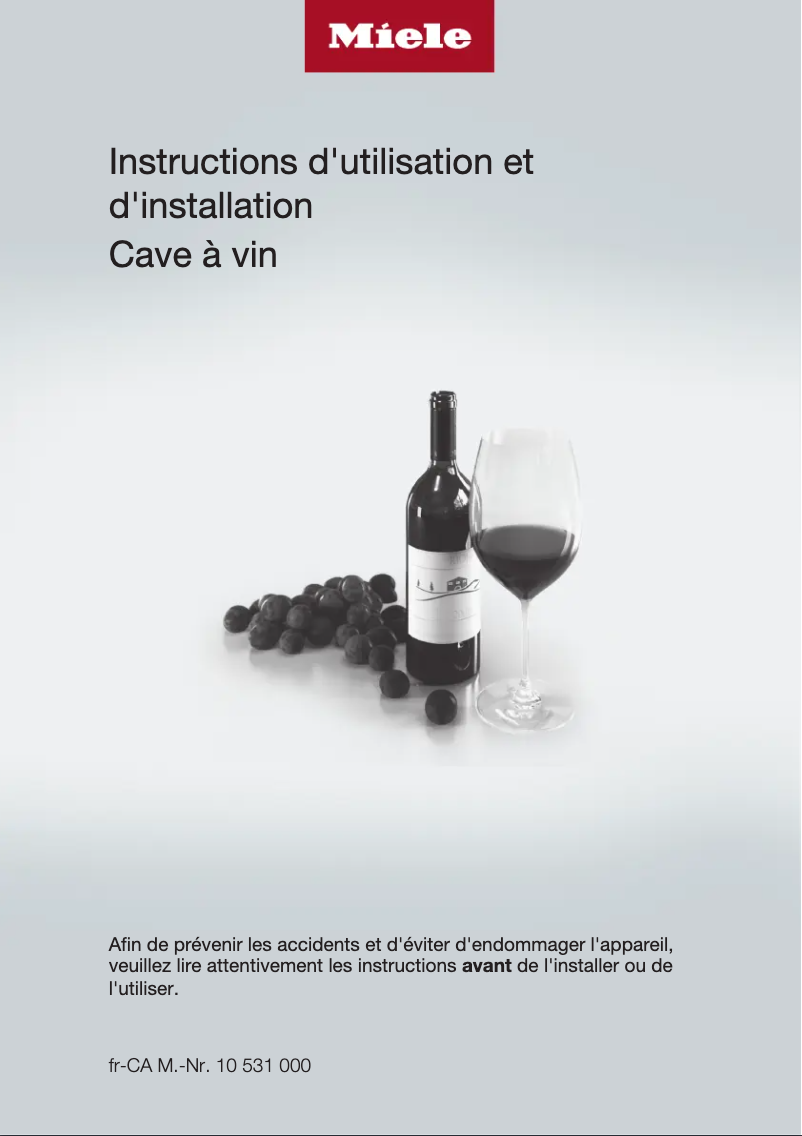 Page n°1 - Manuel utilisateur Miele KWT 6312 UGS