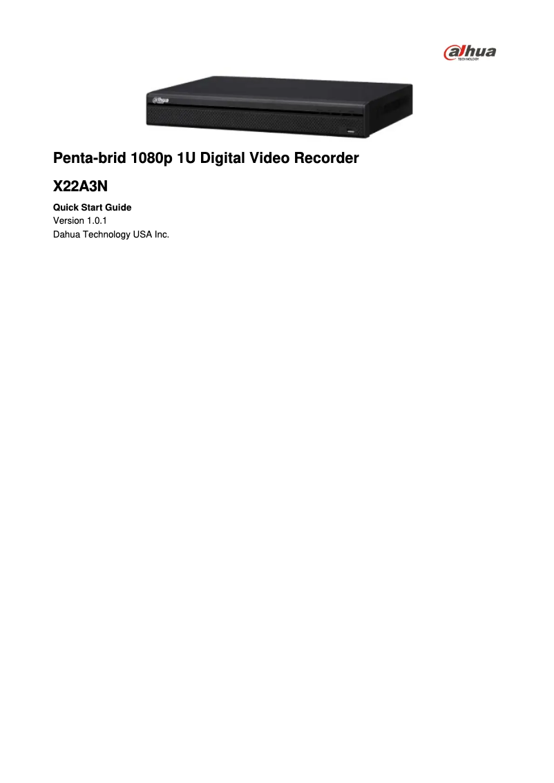 Page 1 de la notice Manuel utilisateur Dahua Technology X22A3N1