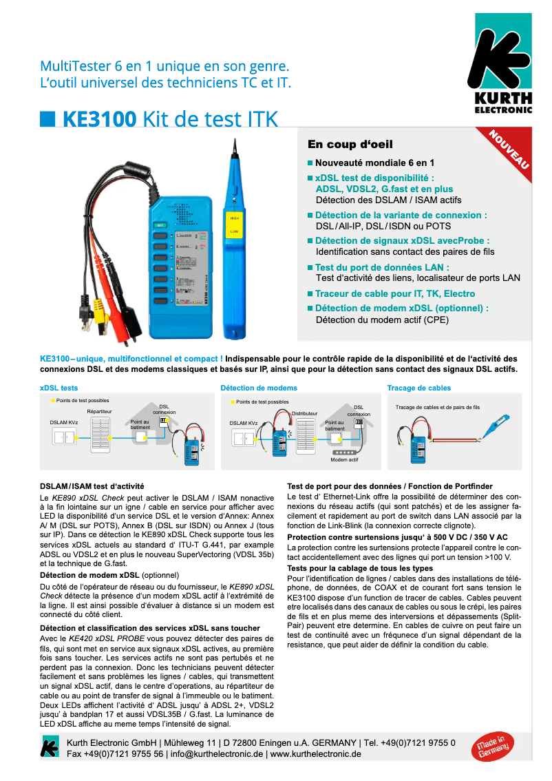 Page n°1 - Fiche technique Kurth Electronic KE3100