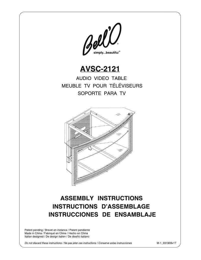 Page n°1 - Manuel utilisateur Bell'O AVSC-2121