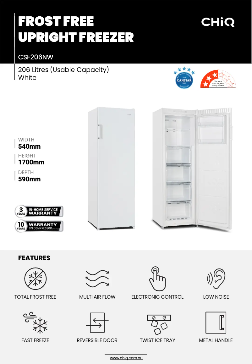 Page 1 de la notice Fiche technique CHiQ CSF206NW