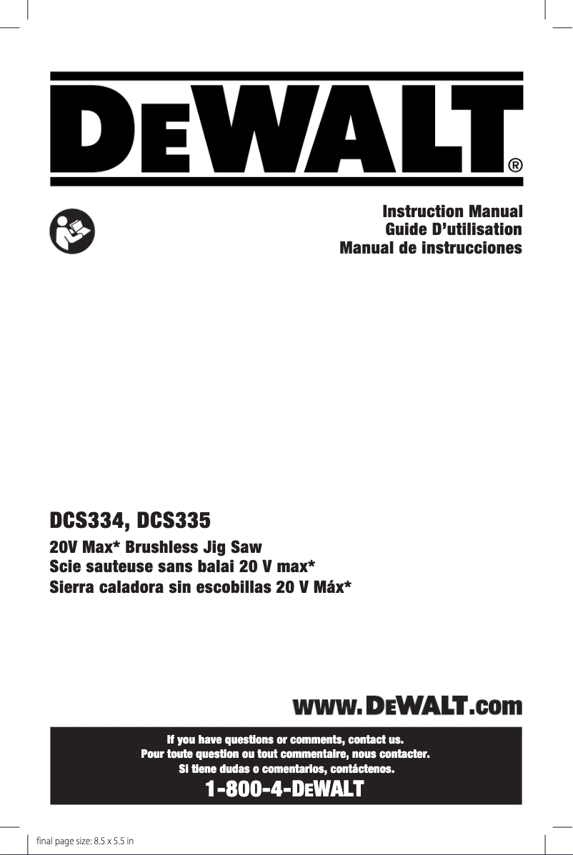 Page n°1 - Manuel utilisateur DeWalt DW318G