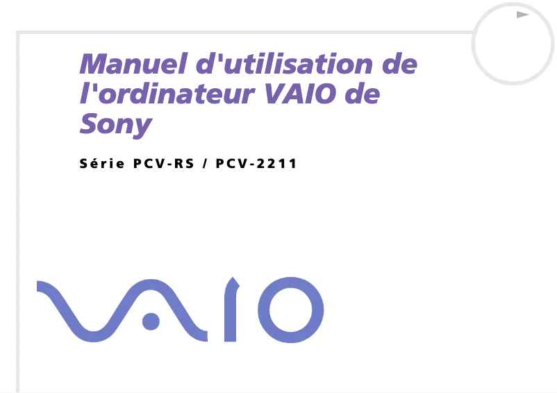 Image de la première page du manuel de l'appareil Vaio PCV-RS123