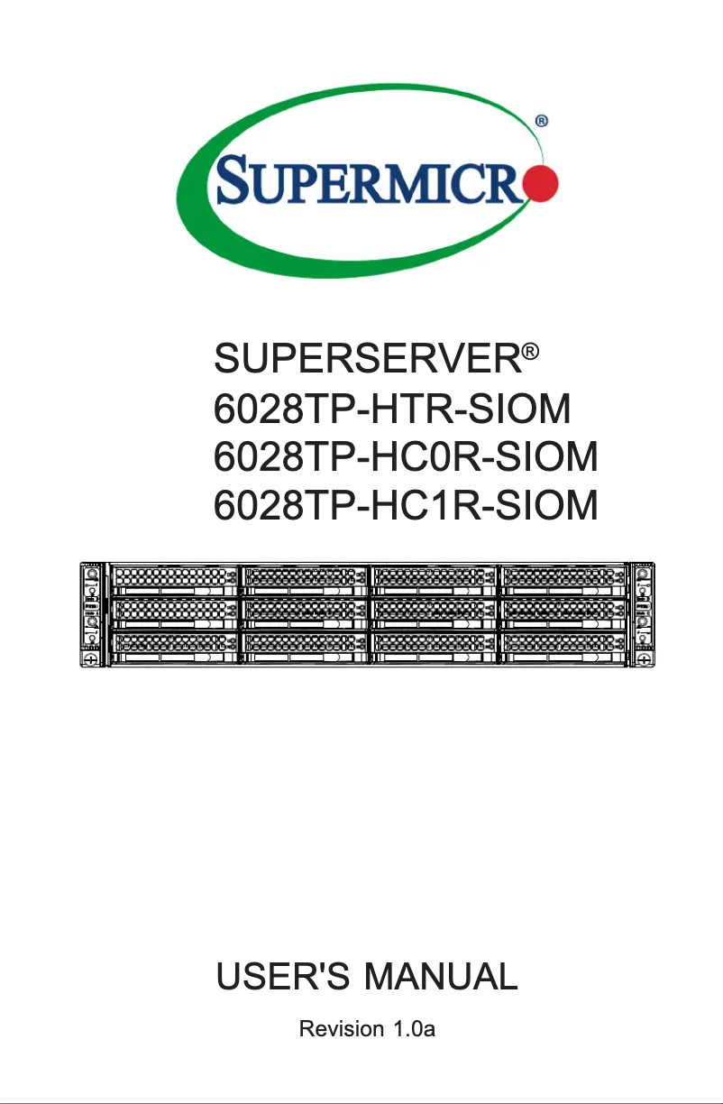 Page 1 de la notice Manuel utilisateur Supermicro SuperServer 6028TP-HC0R-SIOM