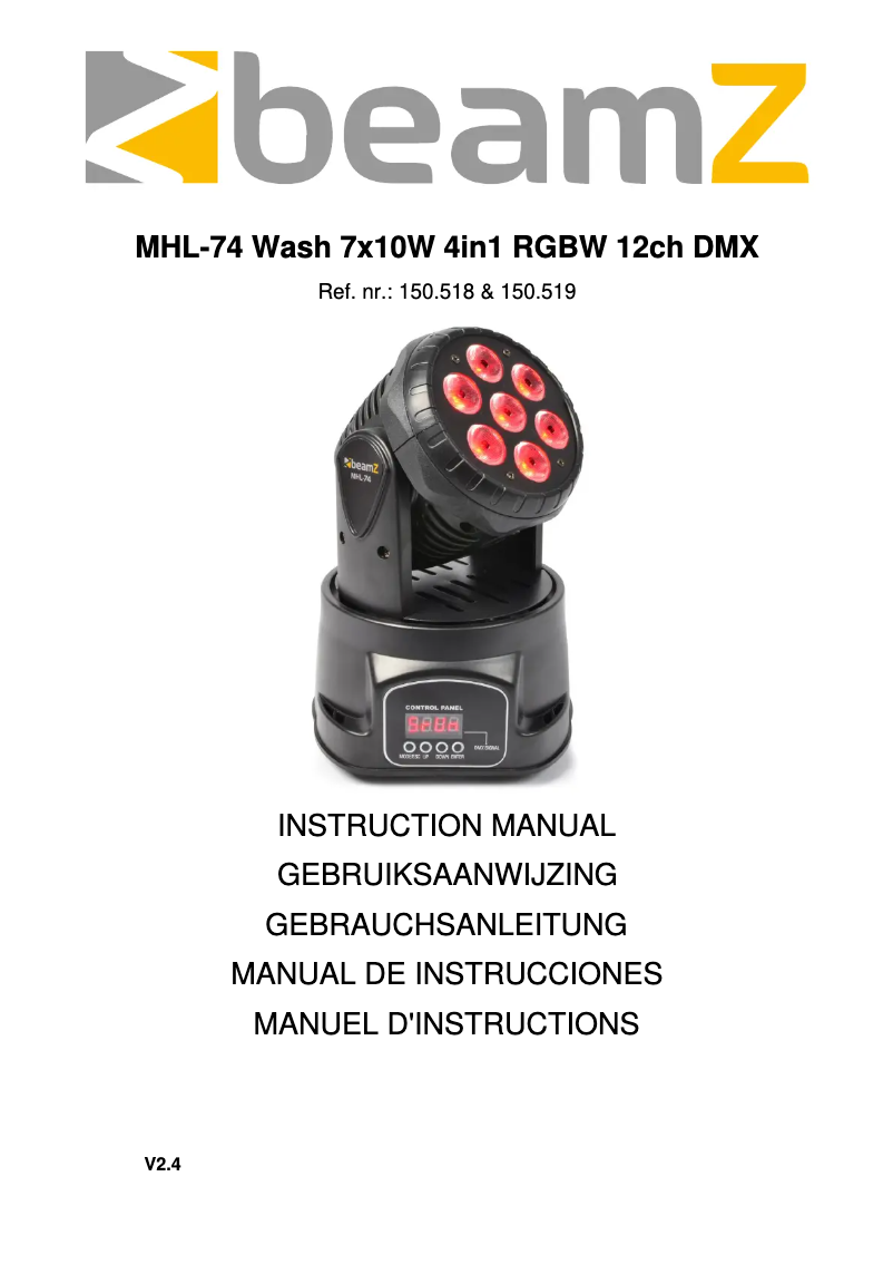 Página 1 del manual Manual de usuario BeamZ MHL74 150.518