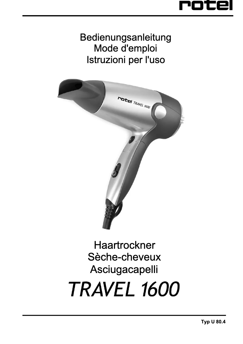 Page n°1 - Manuel utilisateur Rotel Travel 1600