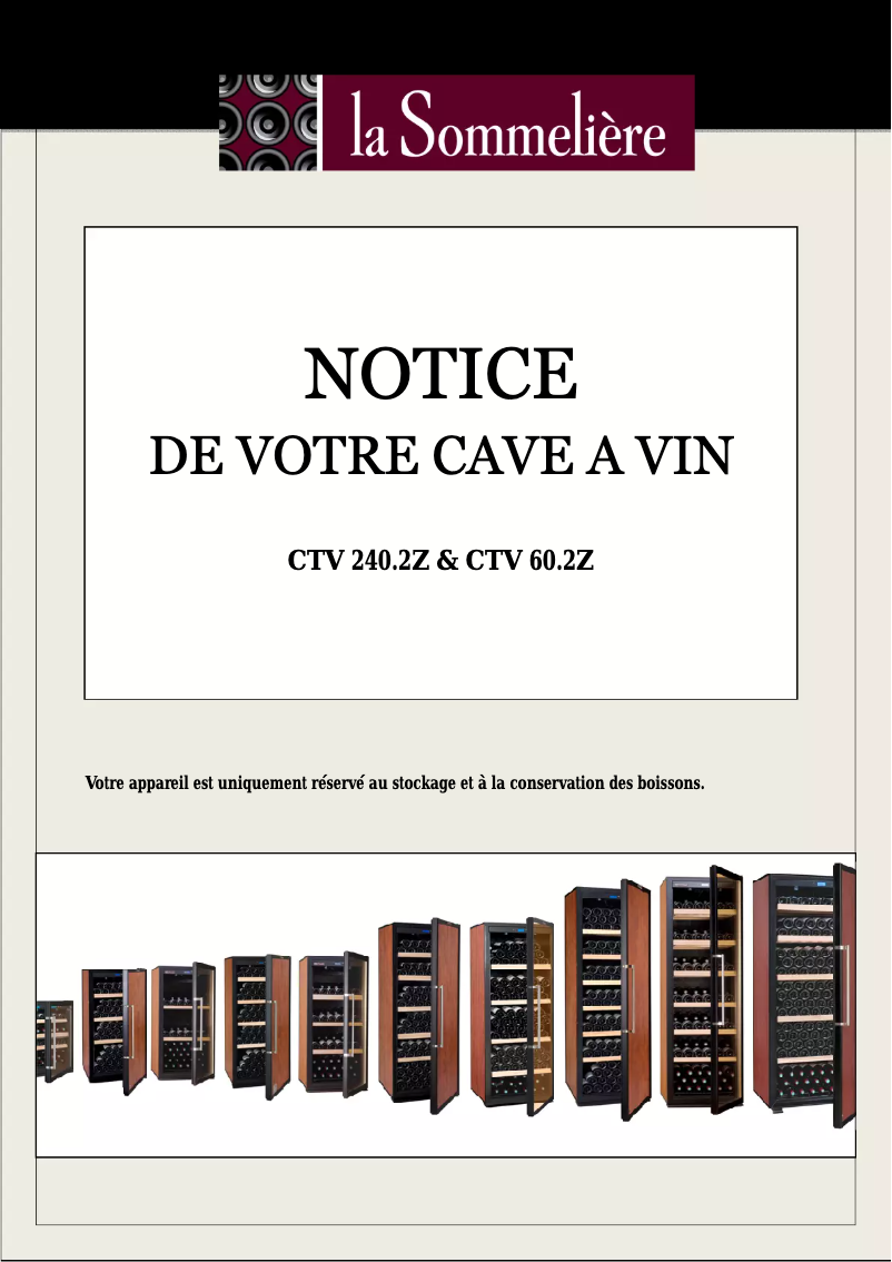 Page 1 de la notice Manuel utilisateur La Sommelière CTV 60.2Z