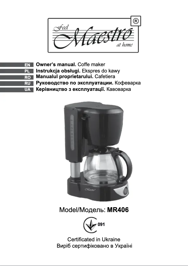 Page 1 de la notice Manuel utilisateur Maestro MR406