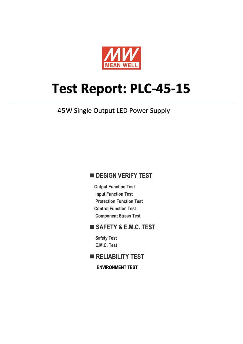 Page n°1 - Fiche technique Mean Well PLC-45-15