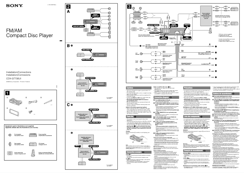 Page n°1 - Guide d'installation Sony CDX-GT730UI