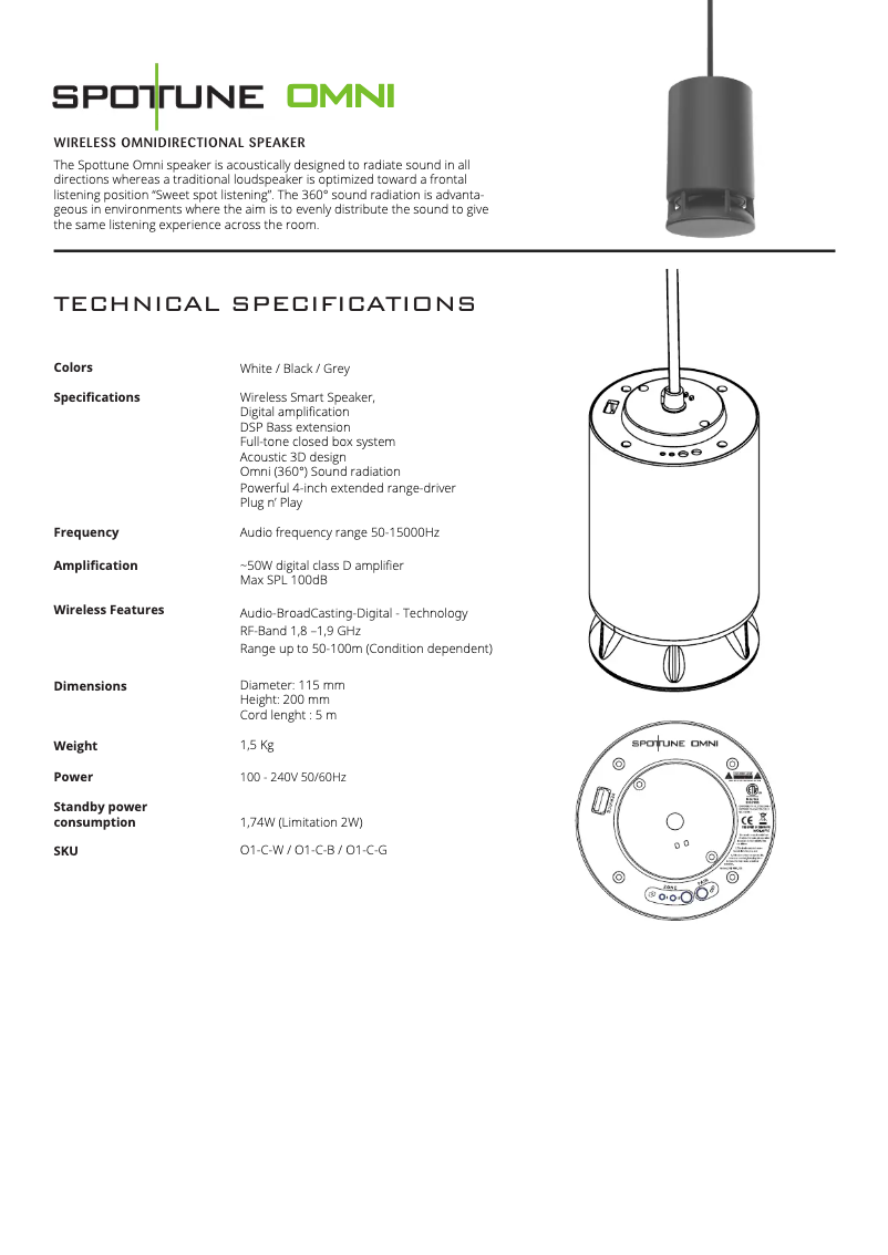 Page 1 de la notice Fiche technique Monacor OMNI-CORD/SW