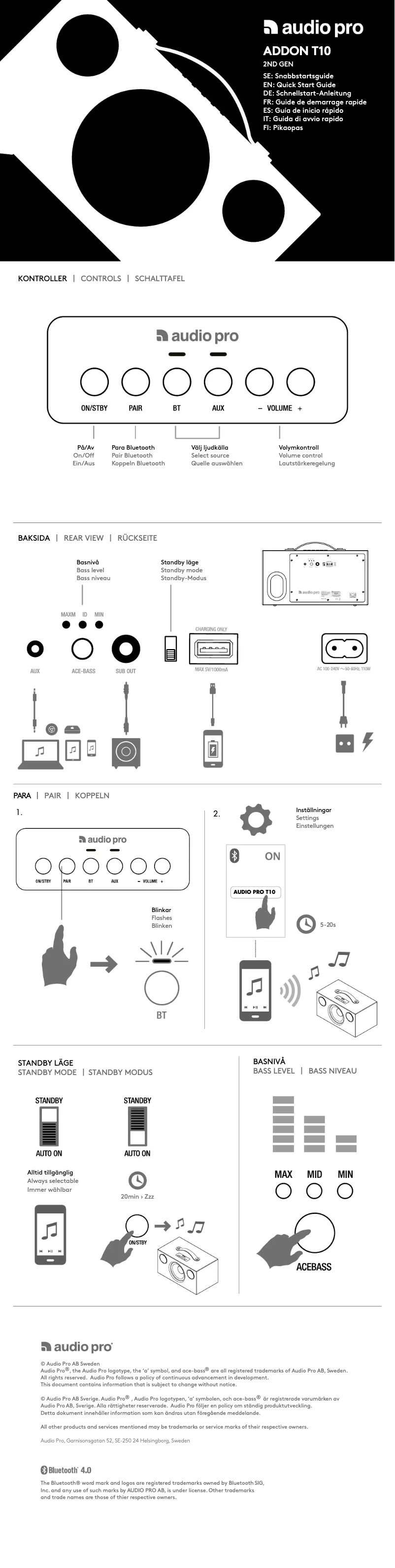 Page n°1 - Manuel utilisateur Audio Pro Addon T10 gen2