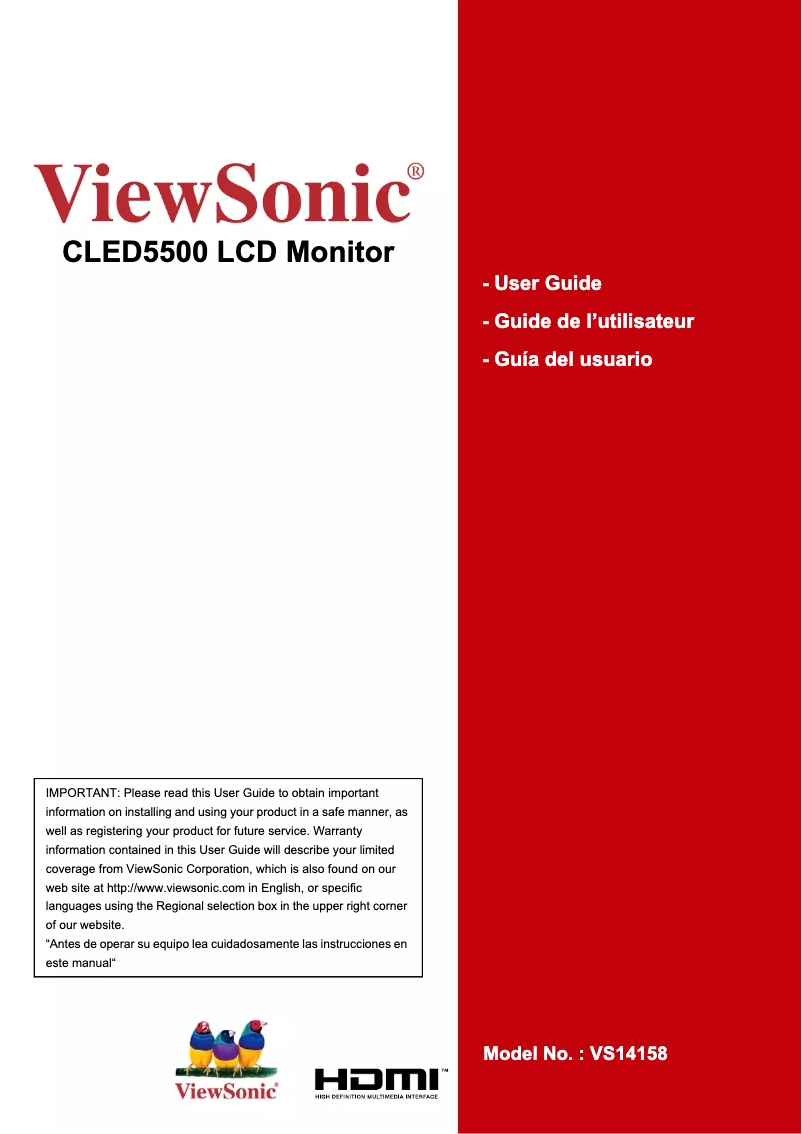Page n°1 - Manuel utilisateur Viewsonic Cled5500