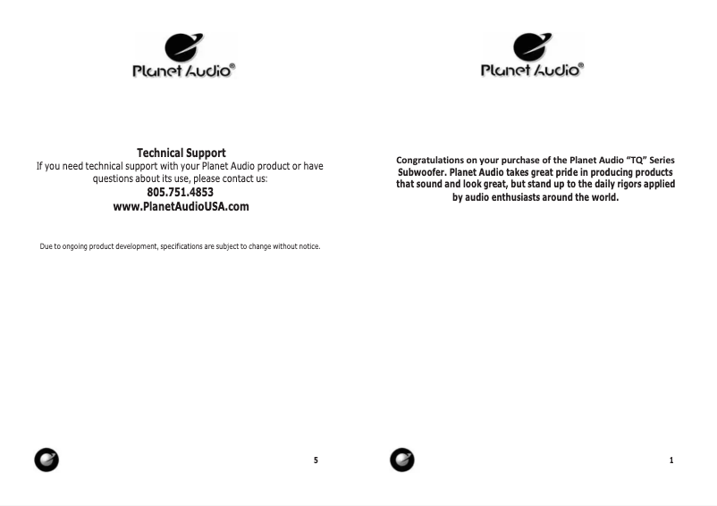 Page n°1 - Manuel utilisateur Planet Audio Torque TQ12S