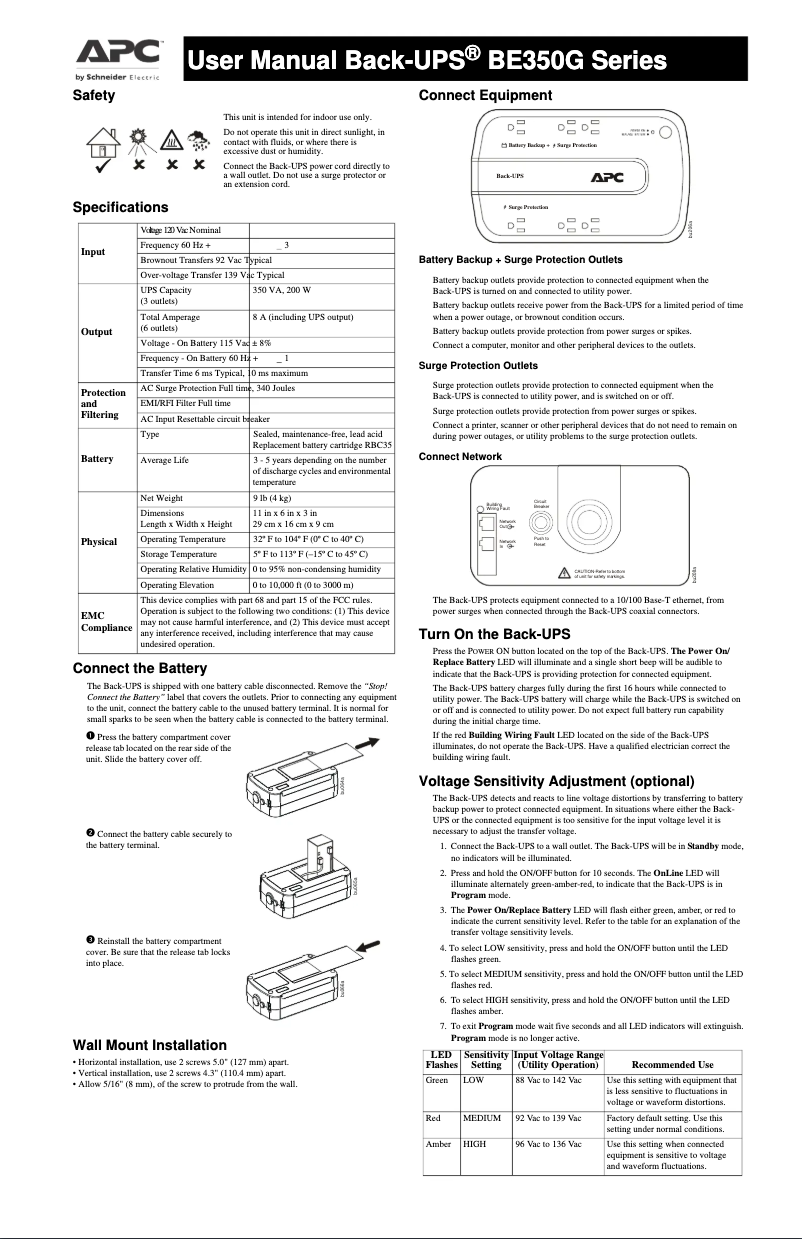 Page n°1 - Manuel utilisateur APC BE350G-CN