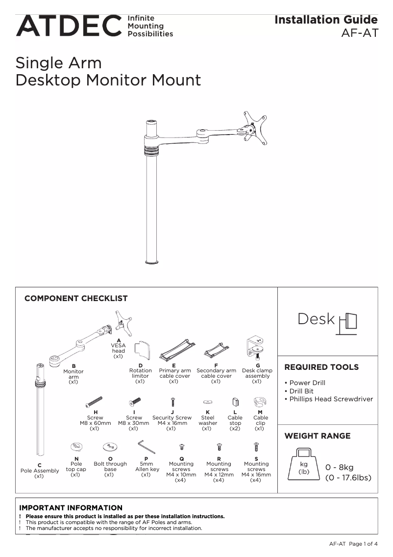Imagen de la primera página del manual del dispositivo AF-AT