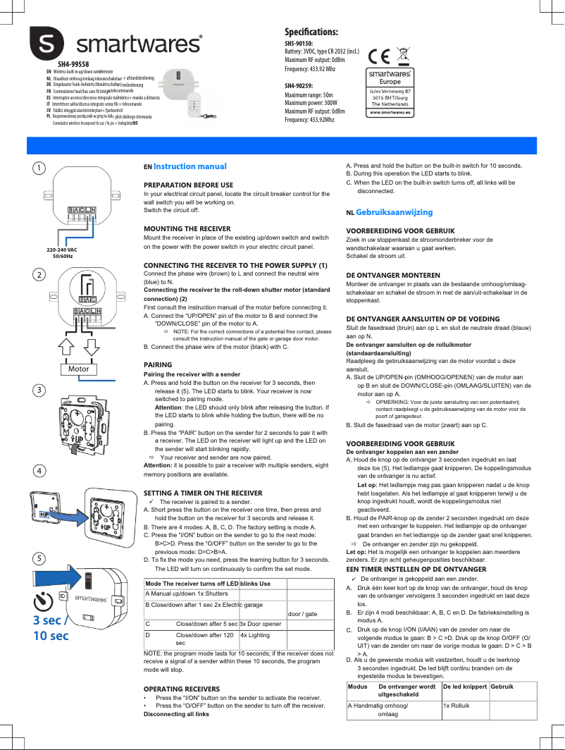 Página 1 del manual Manual de usuario Smartwares SH4-99558
