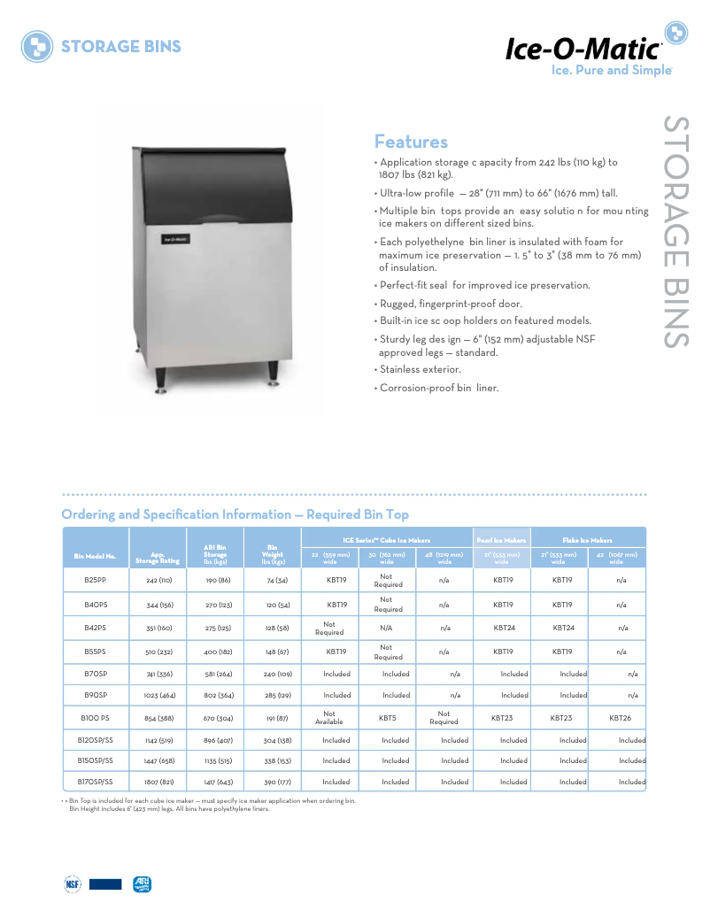 Página 1 del manual Ficha técnica Ice-O-Matic B25PP