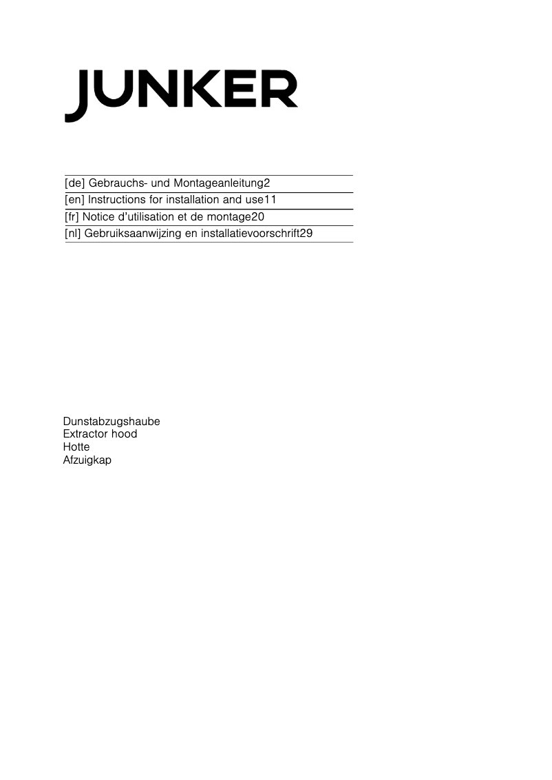 Page n°1 - Manuel utilisateur Junker JD69SE50