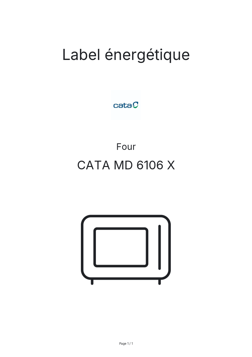 Page n°1 - Label énergétique CATA MD 6106 X