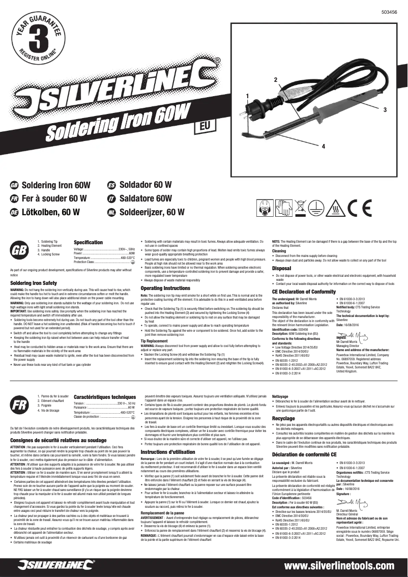 Page n°1 - Manuel utilisateur Silverline 503456