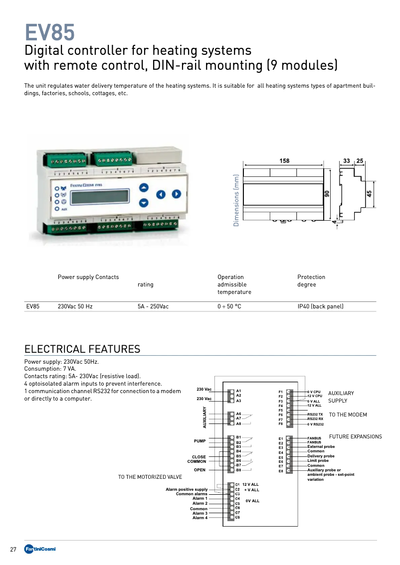 Page 1 de la notice Manuel utilisateur Fantini Cosmi EV85